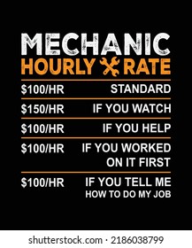 Mechanic Hourly Rate Laborer t-shirt design svg
