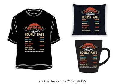 Mechanic Hourly Rate Shirt, Car Lover T-shirt, Driver Gift TShirt, Mechanic Father.