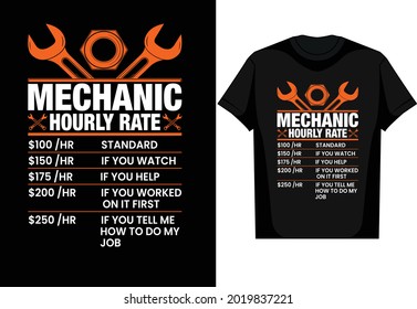 Mechanic hourly rate vector t shirt