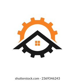 Diseño del logotipo del vector de la casa mecánica