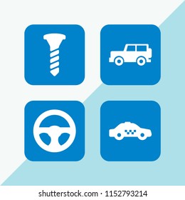 mechanic icon. 4 mechanic set with car and screw vector icons for web and mobile app