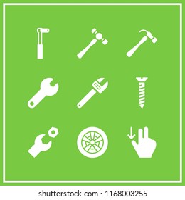 mechanic icon. 9 mechanic vector set. swipe down, wrench, spanner and hammer icons for web and design about mechanic theme