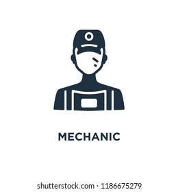 Mechanic icon. Black filled vector illustration. Mechanic symbol on white background. Can be used in web and mobile.