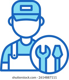 Mechanic Icon Blue Vector Illustration