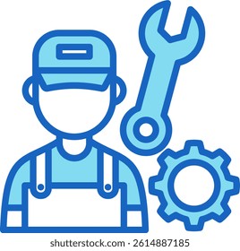 Mechanic Icon Blue Vector Illustration