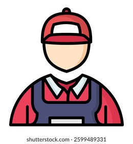 Mechanic Icon in Flat Color Style With Outline. Simple Flat Icon Vector. Simple Vector Design