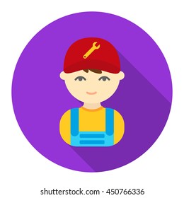 Mechanic icon flat. One icon of a large profession collection.