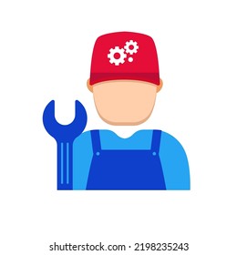 Mechanic icon with flat style on isolated background
