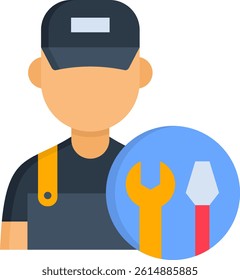 Mechanic Icon Flat Vector Illustration