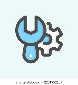  icono mecánico, icono de esquema aislado de color lección en fondo azul claro, perfecto para sitio web, blog, logo, diseño gráfico, medios sociales, interfaz de usuario, aplicación móvil