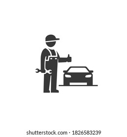 Mechanic Icon Isolated Vector Black and White Graphic