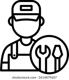 Mechanic Icon Line Vector Illustration