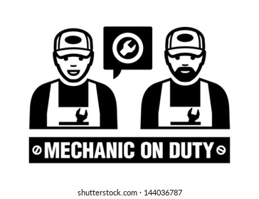 Mechanic icon. Mechanic on duty.