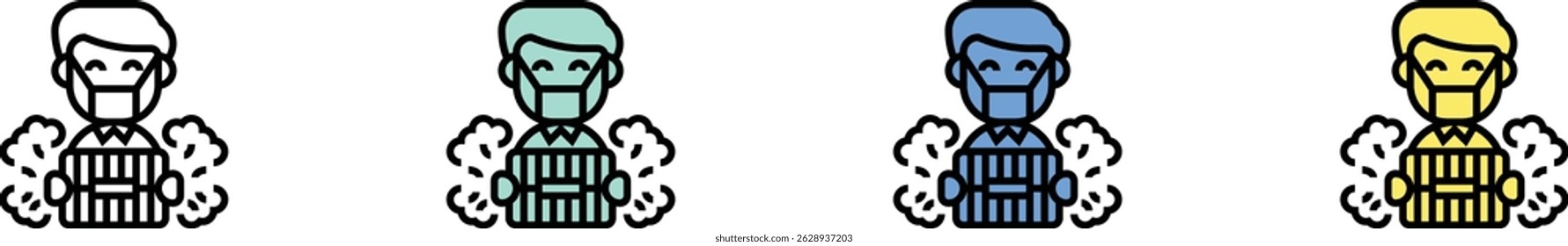 mechanic icon. Outline, Green, Blue and Yellow Style Design Isolated On White Background