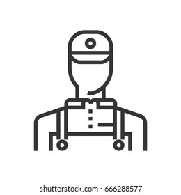 Mechanic icon, part of the square icons, car service icon set. The illustration is a vector, editable stroke, thirty-two by thirty-two matrix grid, pixel perfect file.