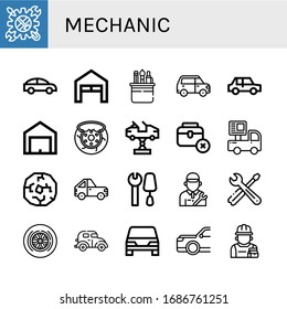 mechanic icon set. Collection of Tool, Car, Garage, Tools, Brake, Toolbox, Wheel, Mechanic, Repairman icons