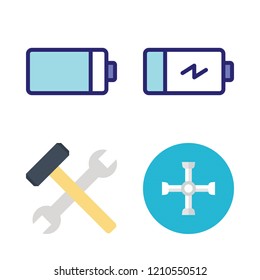 mechanic icon set. vector set about wrench, battery and tools icons set.