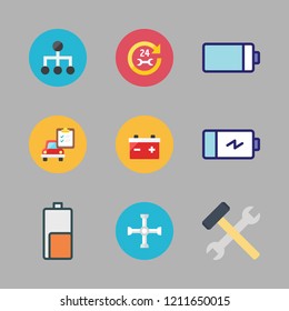 mechanic icon set. vector set about wrench, tools, car repair and battery icons set.