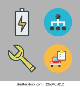 mechanic icon set. vector set about car repair, wrench, gear and battery icons set.