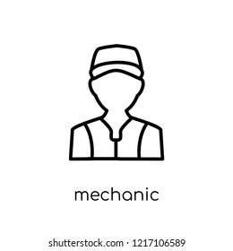 Mechanic icon. Trendy modern flat linear vector Mechanic icon on white background from thin line Professions collection, editable outline stroke vector illustration