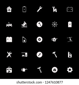 mechanic icon. mechanic vector icons set battery, wrench and pencil, wrench and plane hangar