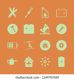 mechanic icon. mechanic vector icons set man on cable car, wrench and pencil, screwdriver and work group gear