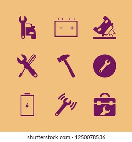 mechanic icon. mechanic vector icons set wrench, hammer, toolbox and car repair