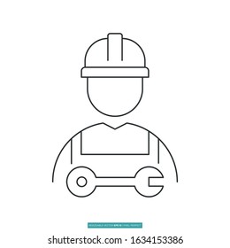 Mechanic icon vector illustration logo template for many purpose. Isolated on white background.