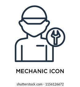 Mechanic icon vector isolated on white background, Mechanic transparent sign , line symbol or linear element design in outline style