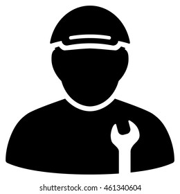 Mechanic icon. Vector style is flat iconic symbol with rounded angles, black color, white background.