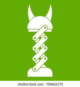 Mechanic icon white isolated on green background. Vector illustration