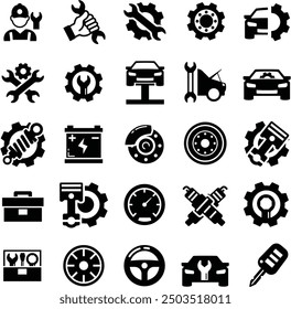 Mechanic Icons Set Illustrations Vectors