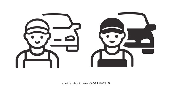 Mechanic icons. Symbol of auto repair and vehicle service. Vector illustration.