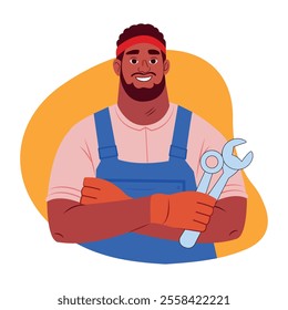 Mechanic illustration in a flat style 

