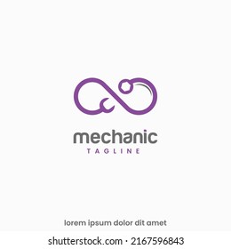 mechanic infinity logo design, infinity symbol with wrench logo modern concept