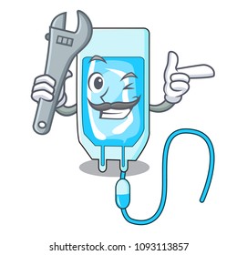 Mechanic infusion bottle mascot cartoon