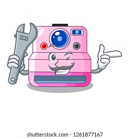 Mechanic instant camera isolated on a mascot