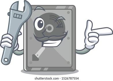 Mechanic internal hard drive with cartoon shape