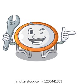 Mechanic isolate on trampoline transparent shape mascot
