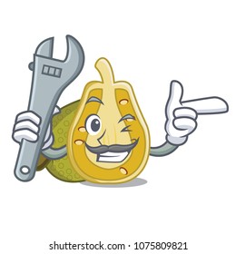 Mechanic jackfruit mascot cartoon style