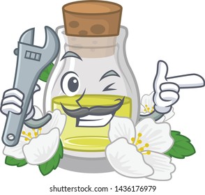 Mechanic jasmine oil isolated in the cartoon