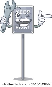 Mechanic keep right on side road character
