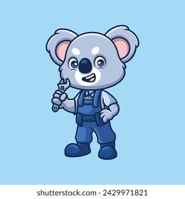 Mechanic Koala Cute Cartoon Illustration