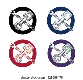 Mechanic label, emblem and logo