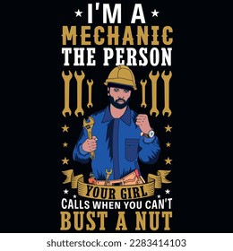 Mechanic labor day typographic graphics tshirt design