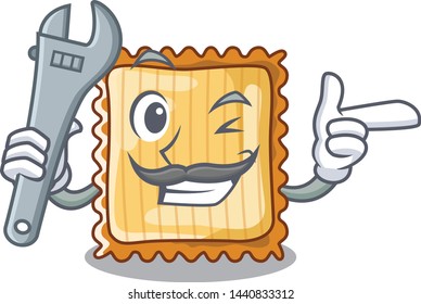 Mechanic lasagna is served in cartoon plates