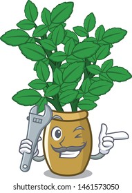 Mechanic lemon balm next the cartoon house