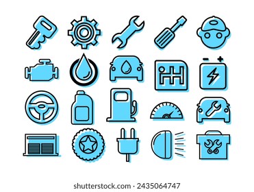 Mechanic Line Icon Element Set