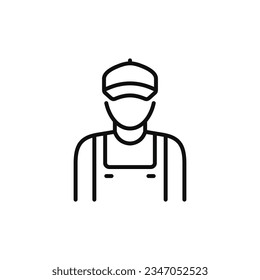 Mechanic line icon isolated on white background. Worker engineer icon