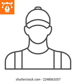 Mechanic line icon, outline style icon for web site or mobile app, car service and worker, repairman vector icon, simple vector illustration, vector graphics with editable strokes.